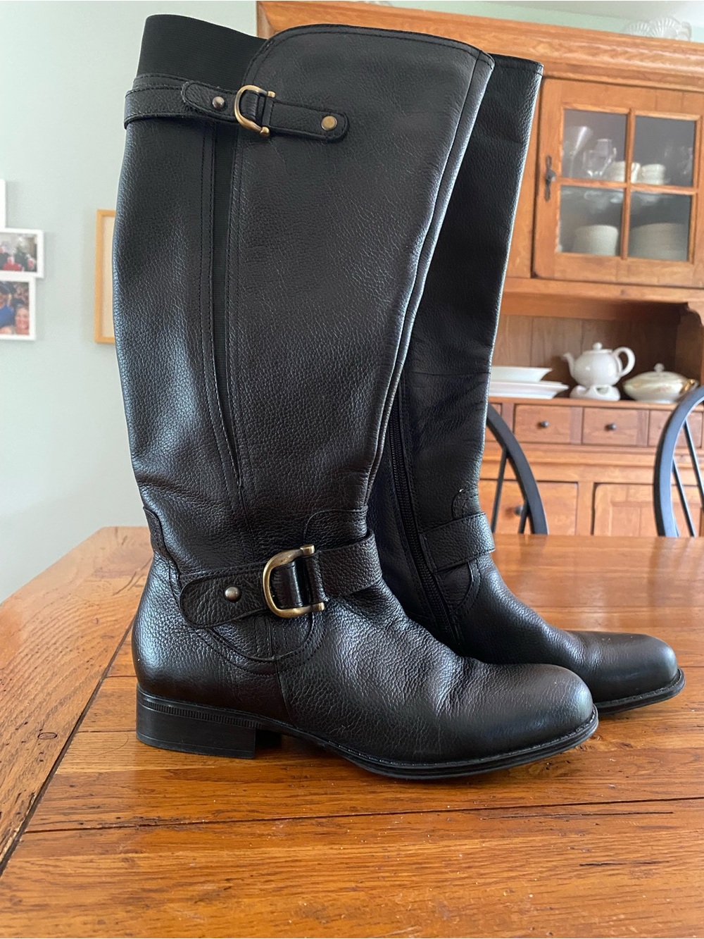 Naturalizer Black Leather Knee-High Riding Boots